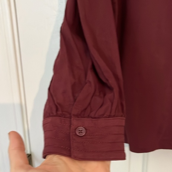 NWOT Banana Republic | 2022 Three Quarters Length Puff Sleeve Henley Burgundy - Picture 5 of 8